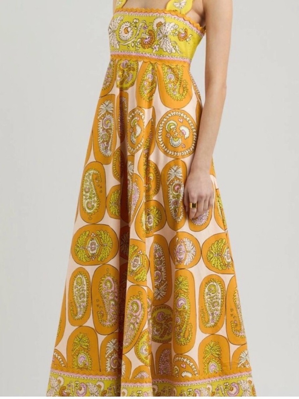 Alemais Orange Paisley Midi Dress - Picture 2 of 6